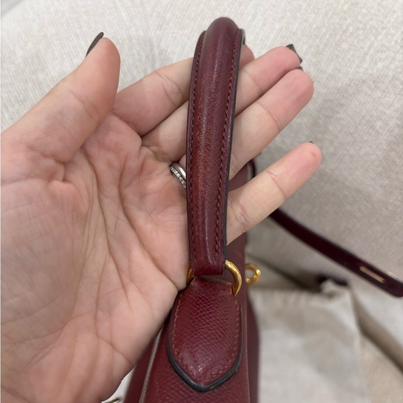 Authentic HERMES KELLY 32 Burgundy Leather courchevel Rouge Ash - Picture 15 of 16